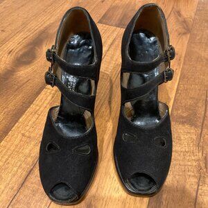 1940s Black Suede Mary Janes